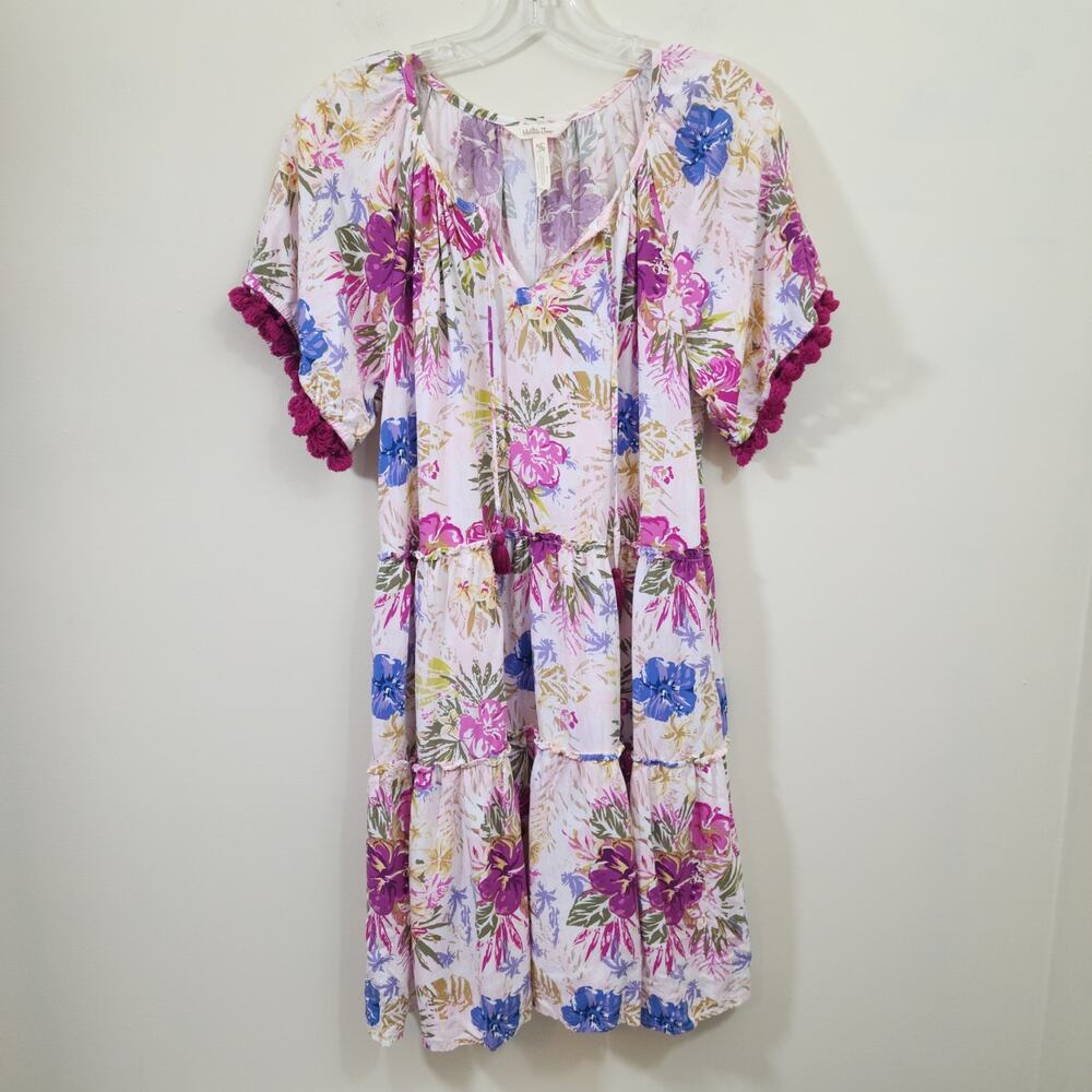 Matilda Jane Enchanted garden hibiscus and palm print short sleeve dress size XS